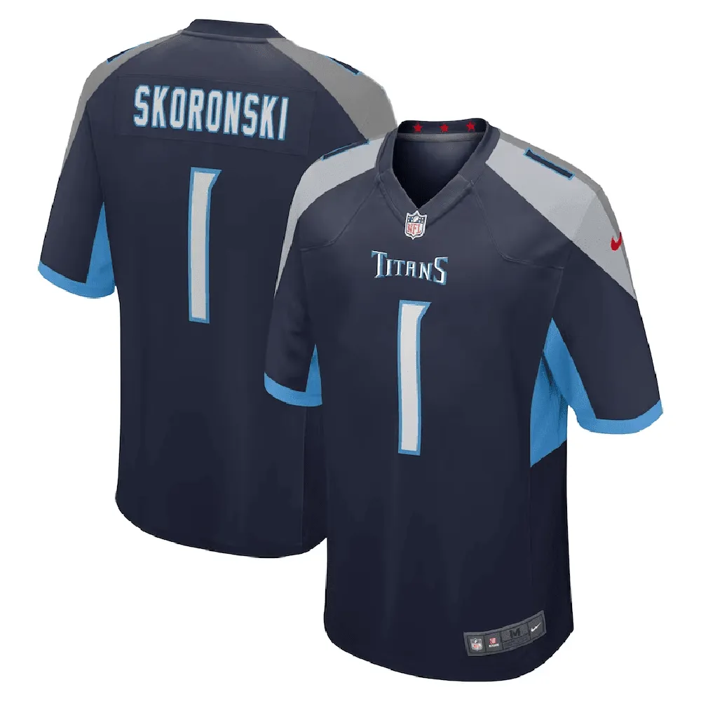 Peter Skoronski Tennessee Titans 2023 NFL Draft First Round Pick Game Jersey – Navy