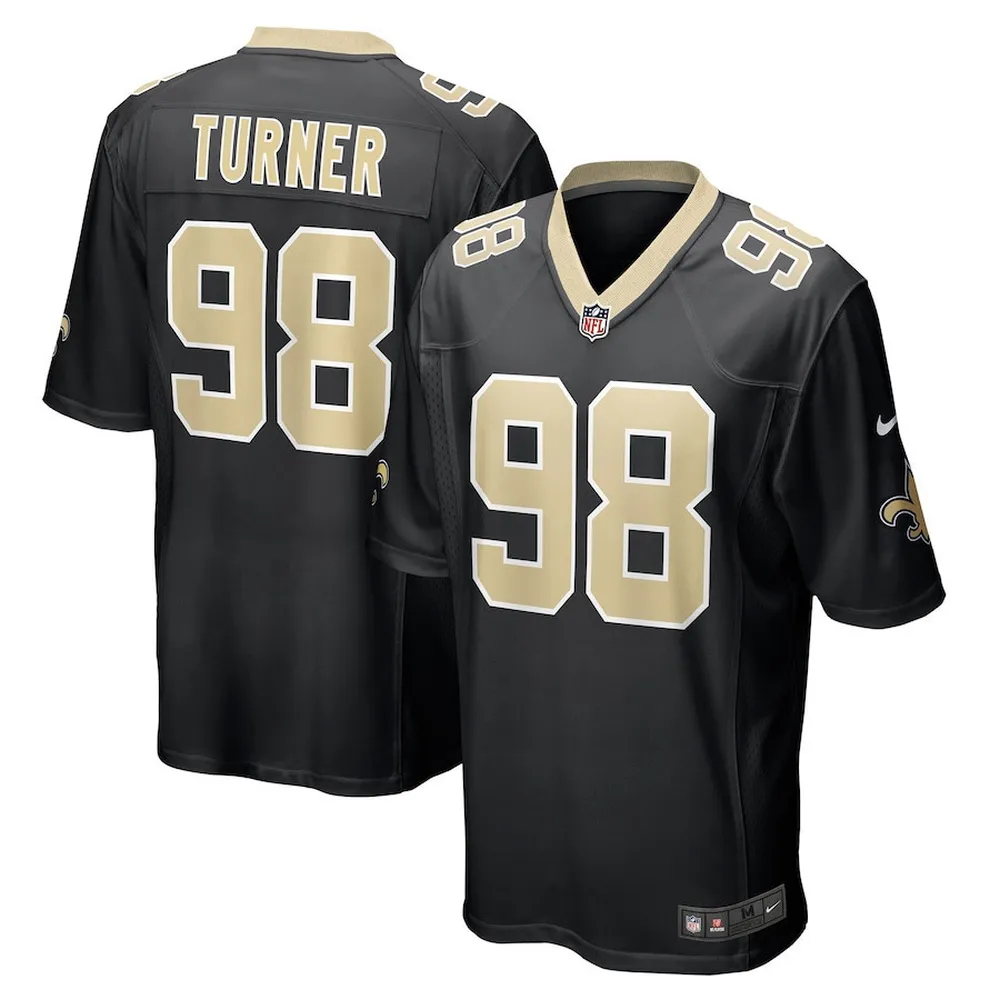 Payton Turner 98 New Orleans Saints Men’s Game Jersey – Black