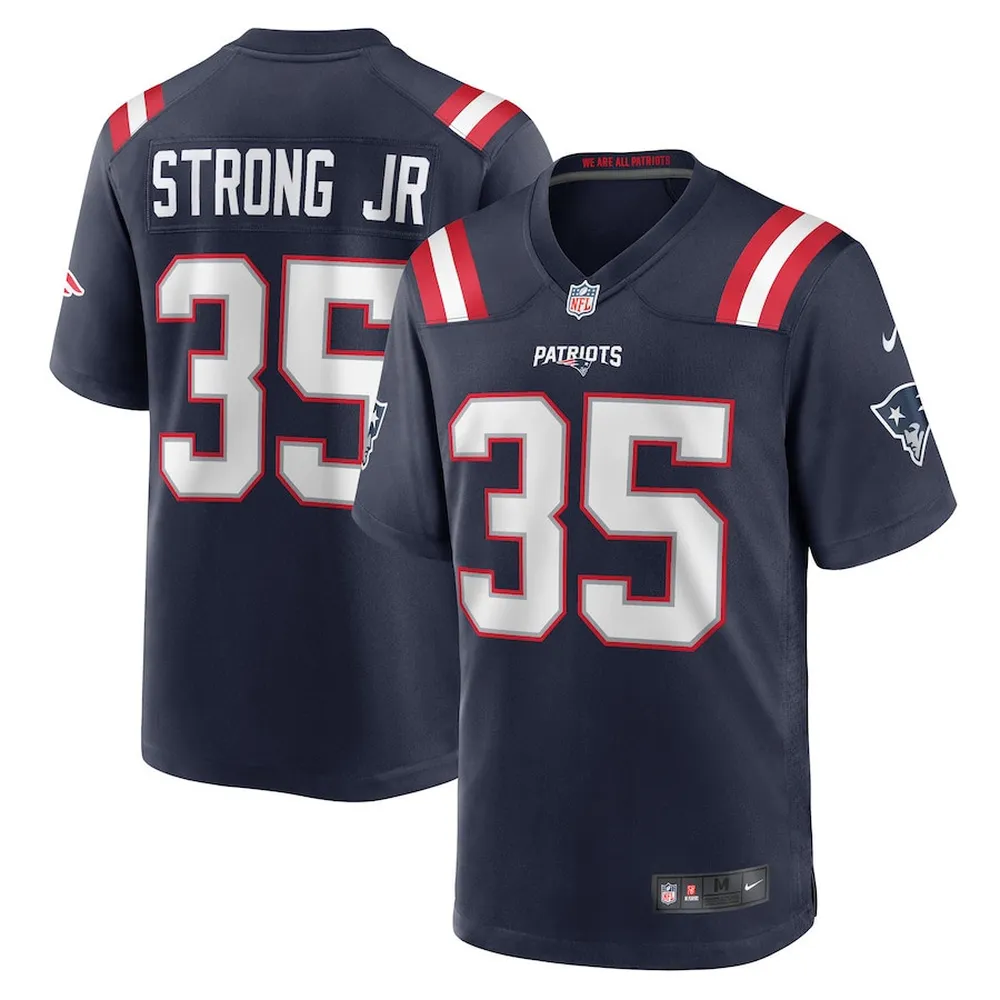 Pierre Strong Jr. New England Patriots Game Player Jersey – Navy