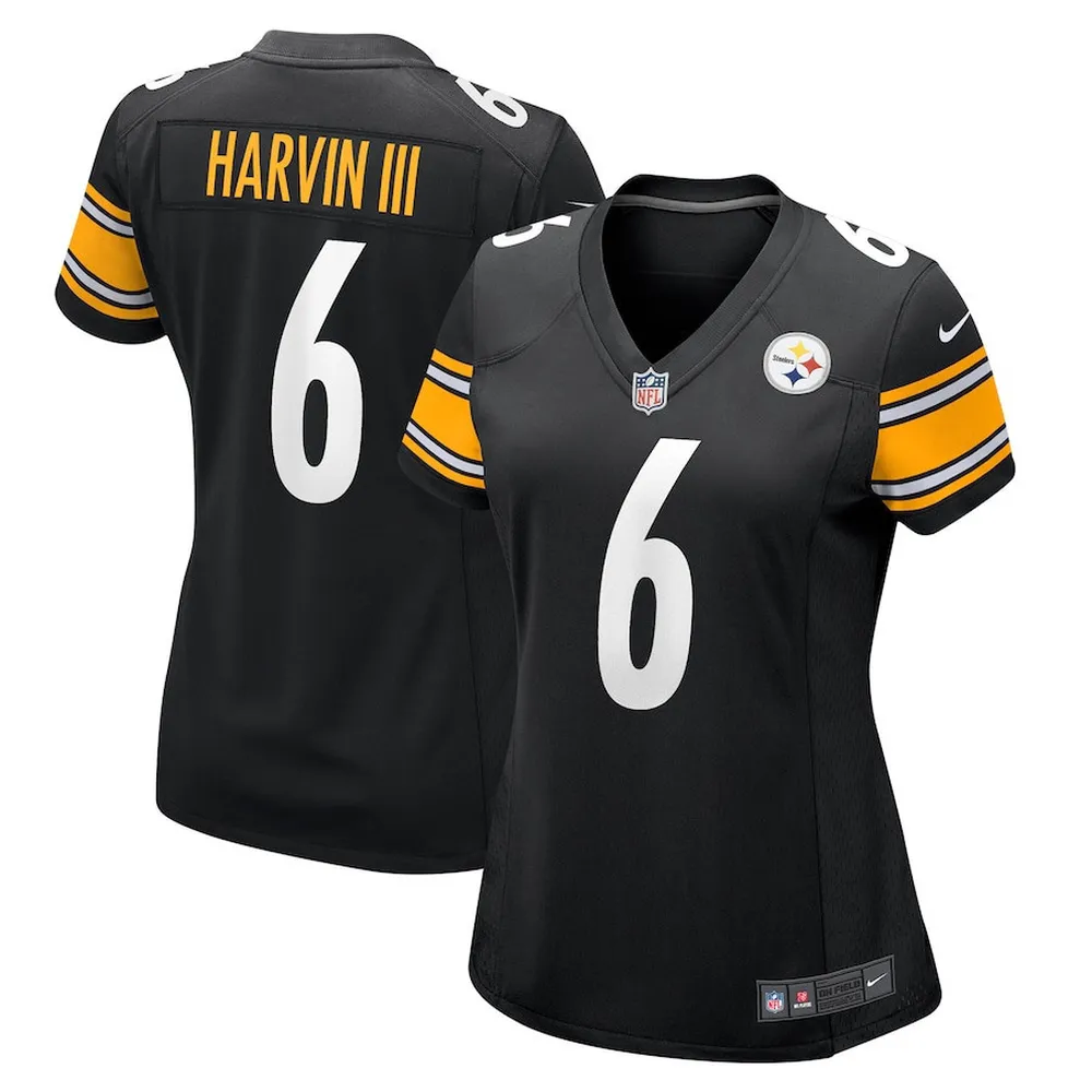 Pressley Harvin III 6 Pittsburgh Steelers Women’s Game Jersey – Black