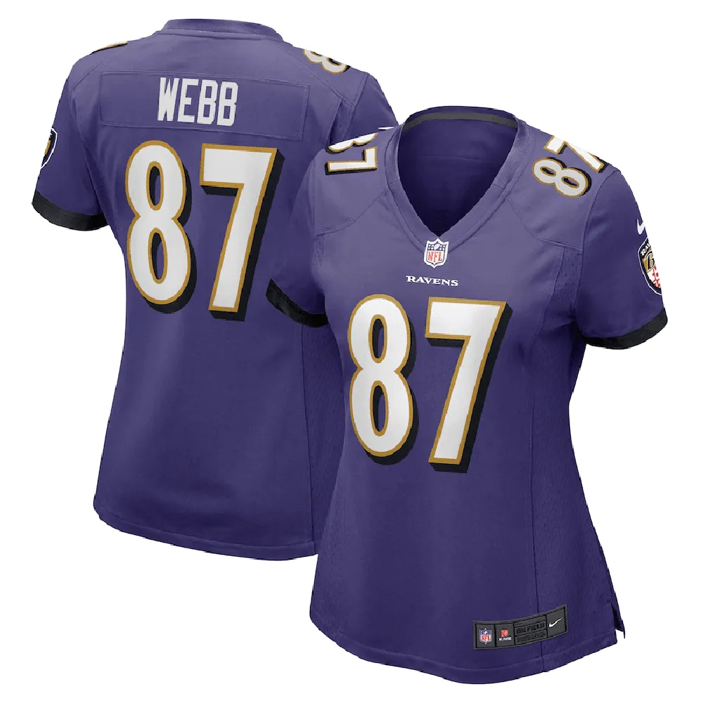 Raleigh Webb 87 Baltimore Ravens Women’s Game Player Jersey – Purple