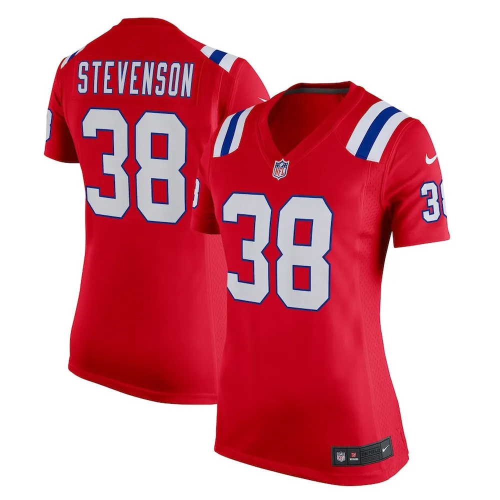 Rhamondre Stevenson 38 New England Patriots Women’s Alternate Game Player Jersey – Red