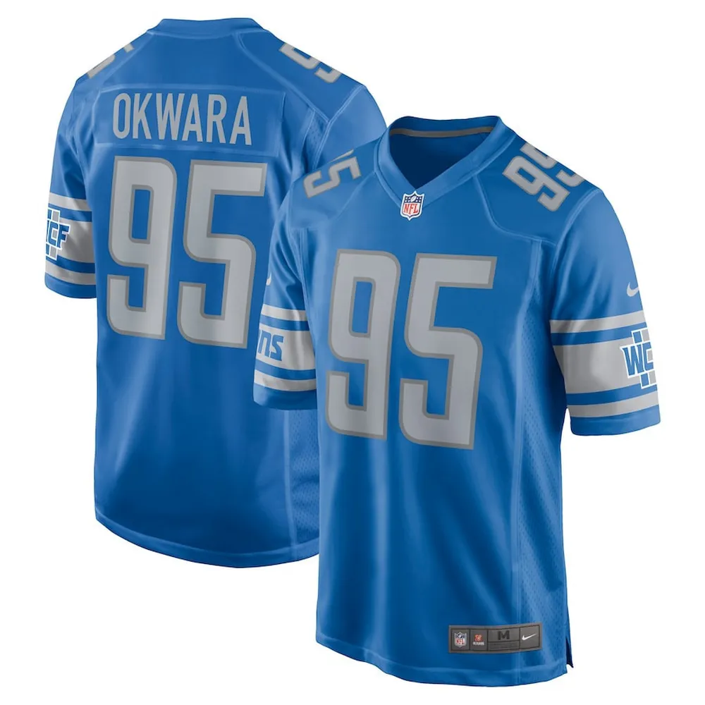 Romeo Okwara 95 Detroit Lions Men Game Jersey – Blue