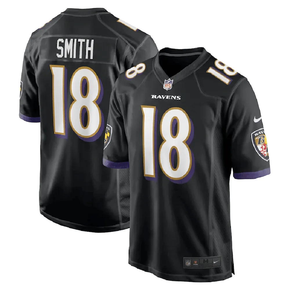 Roquan Smith 18 Baltimore Ravens Alternate Game Player Jersey – Black