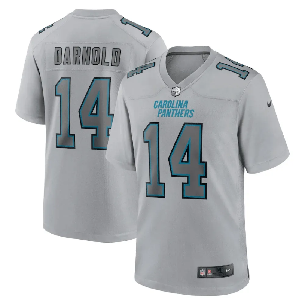 Sam Darnold 14 Carolina Panthers Men Atmosphere Fashion Game Jersey – Gray