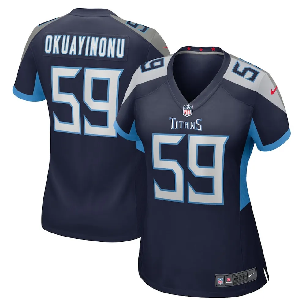 Sam Okuayinonu 59 Tennessee Titans Women’s Home Game Player Jersey – Navy