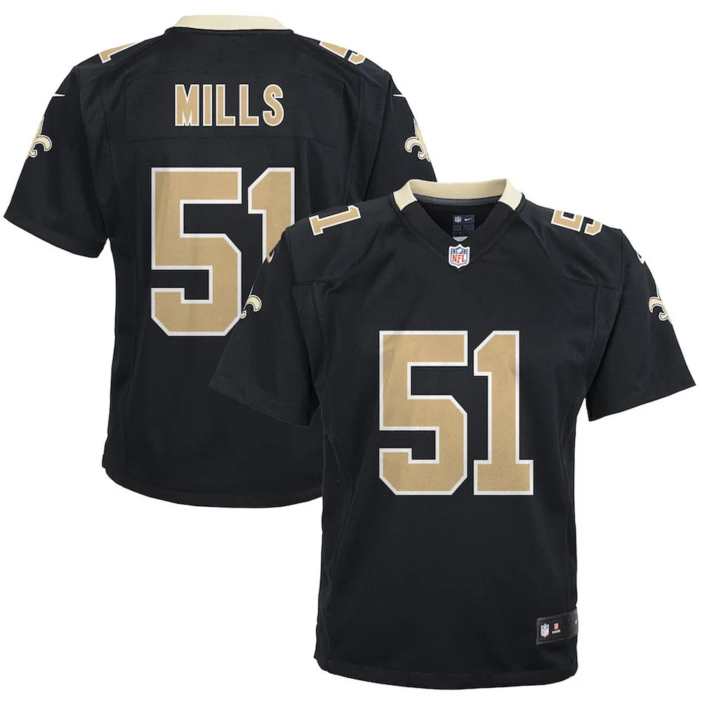 Sam Mills 51 New Orleans Saints YOUTH Retired Game Jersey – Black