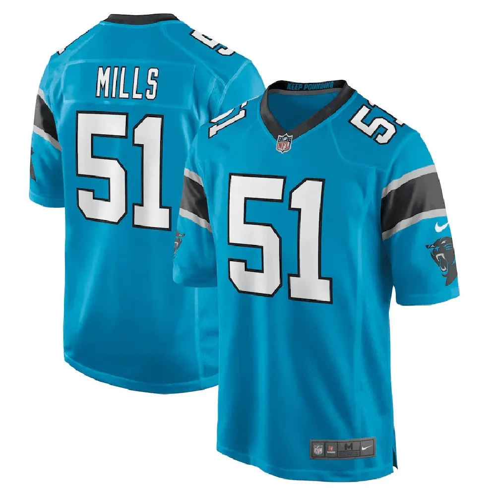 Sam Mills 51 Carolina Panthers Retired Player Jersey – Blue