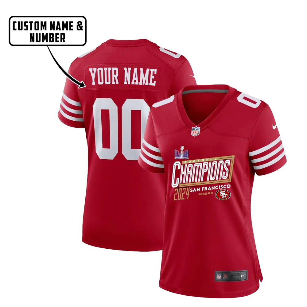 San Francisco 49ers Football LVIII Champions Game Jersey – Women, Red V24