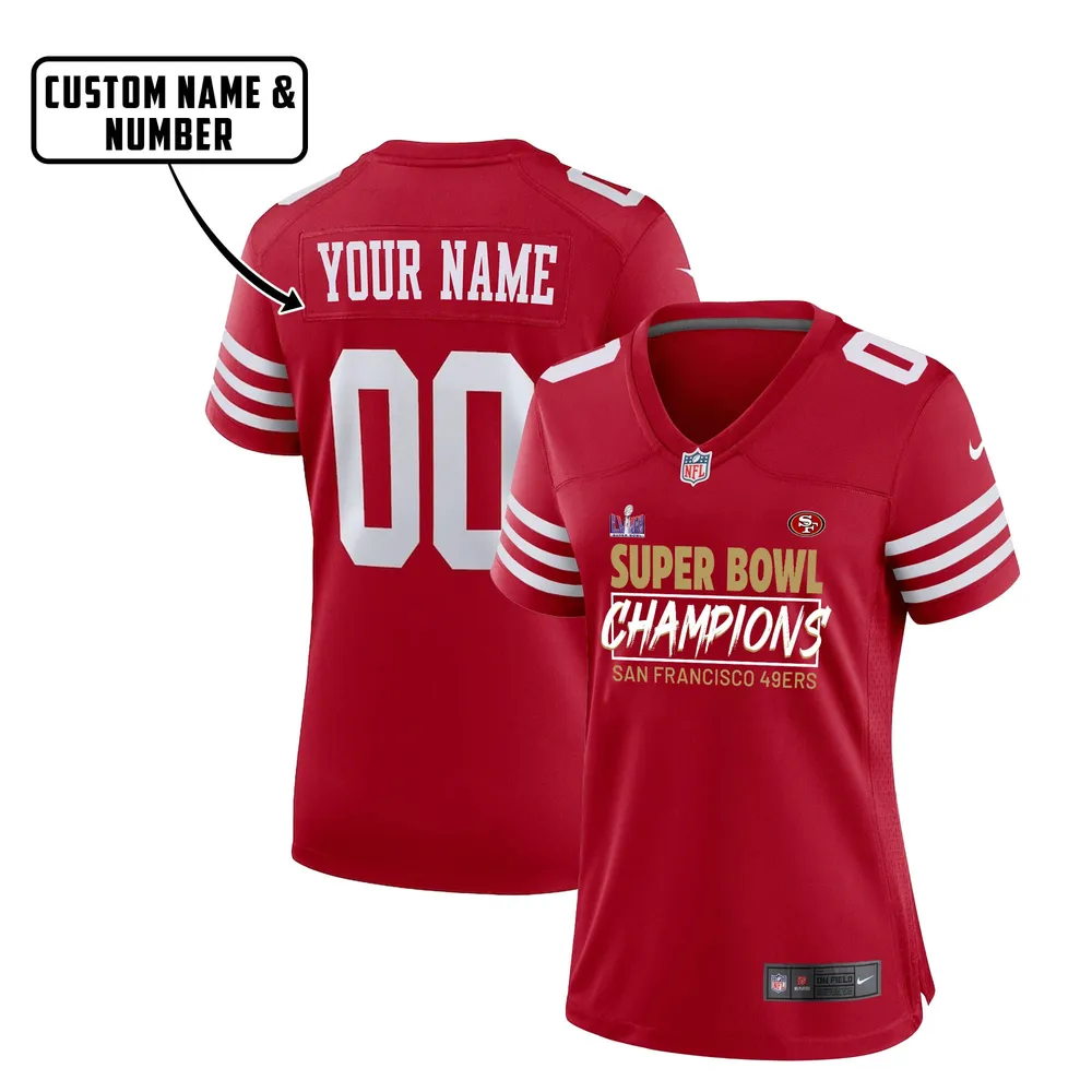 San Francisco 49ers Champions LVIII Winer Style Game Jersey – Women, Red V40