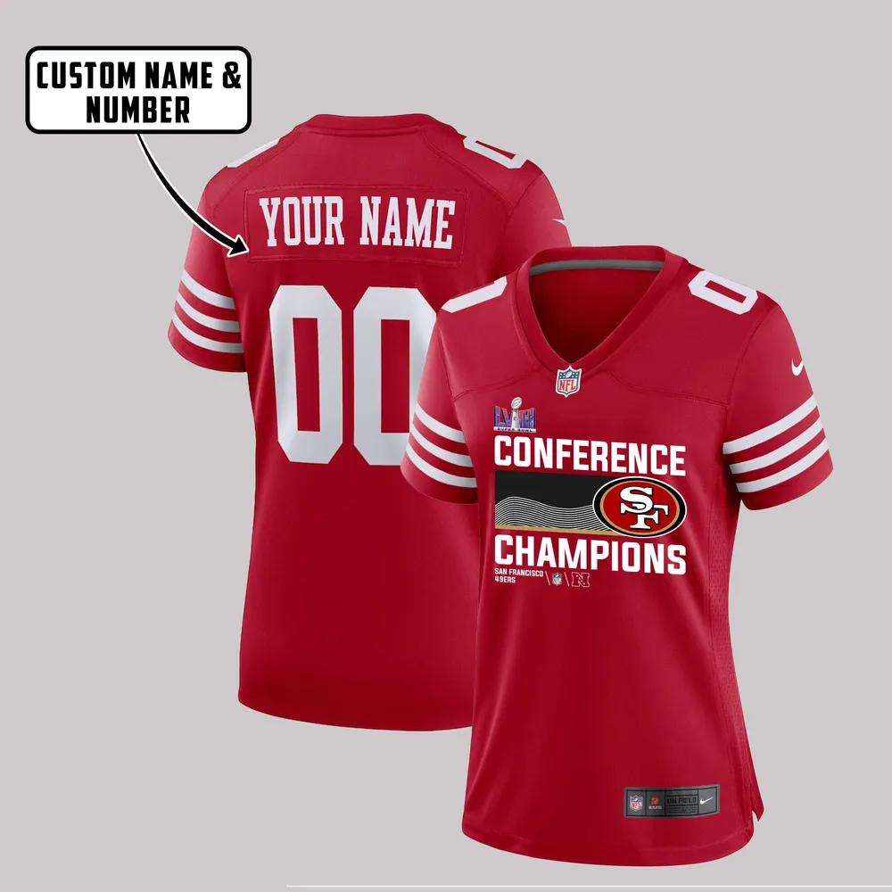 San Francisco 49ers Conference Champions 2024 Game Jersey – Women, Red V32