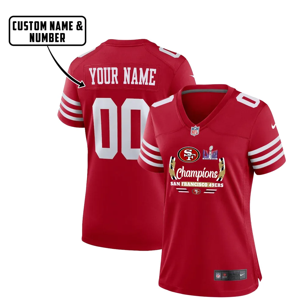 San Francisco 49ers Champions 2024 Flowers Game Jersey – Women, Red V34