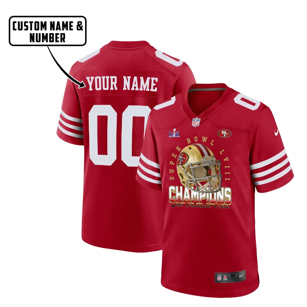 San Francisco 49ers Champions 2024 Helmet Art Game Jersey – Men, Red V36