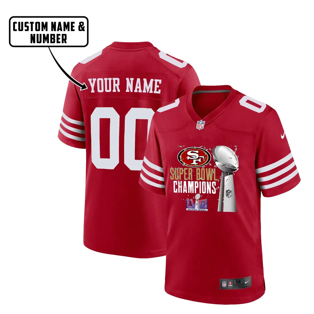 San Francisco 49ers LVIII Champions Firework Game Jersey – Men, Red V29