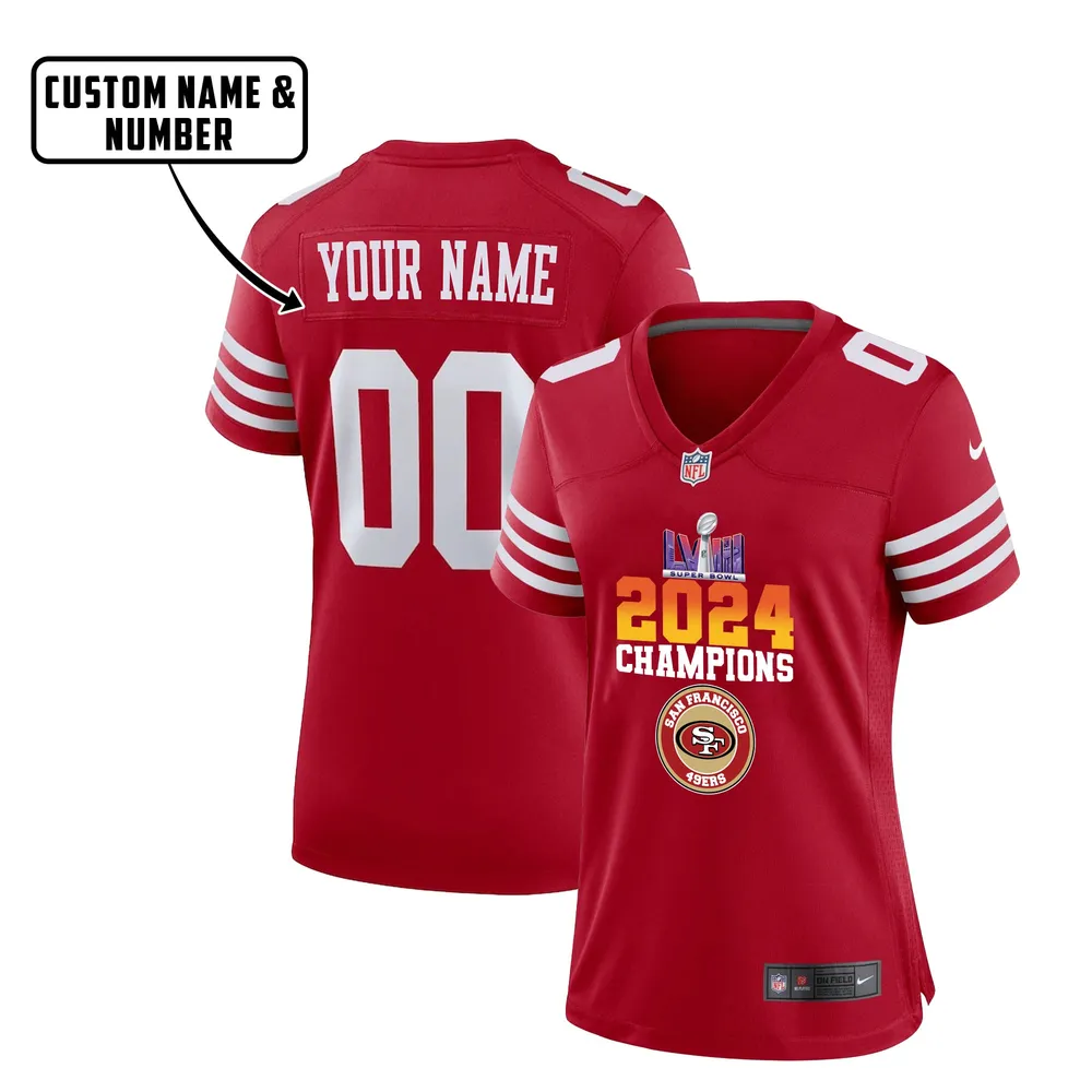 San Francisco 49ers LVIII Champions Cool Game Jersey – Women, Red V7