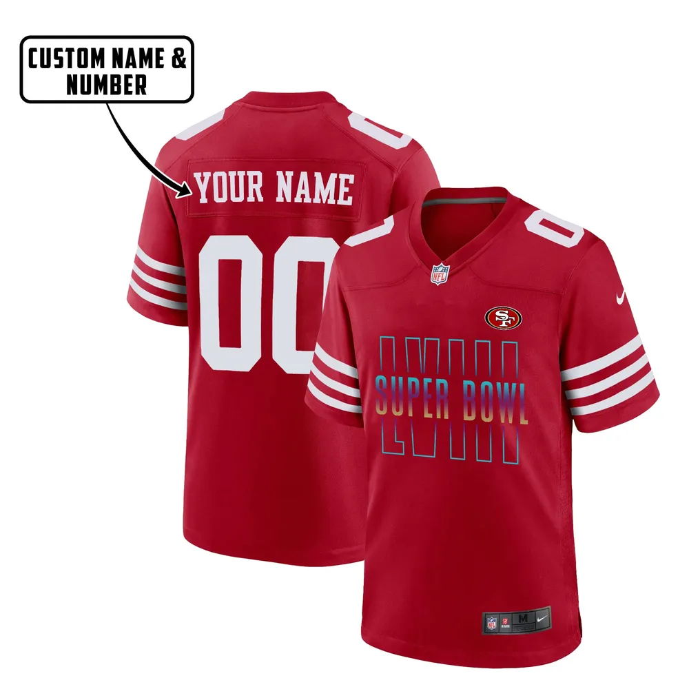 San Francisco 49ers LVIII Champions Colorfull Game Jersey – Men, Red V14