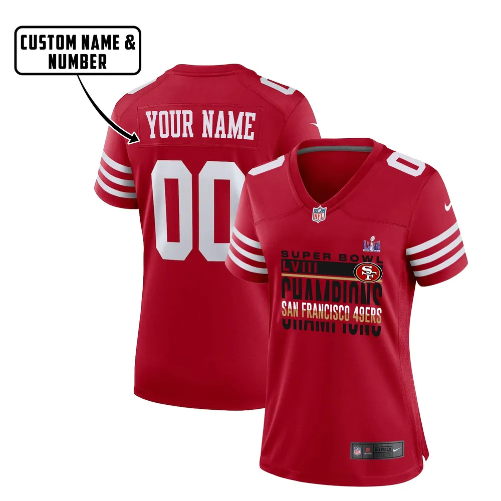 San Francisco 49ers LVIII Champions Amazing Design Game Jersey – Women, Red V17