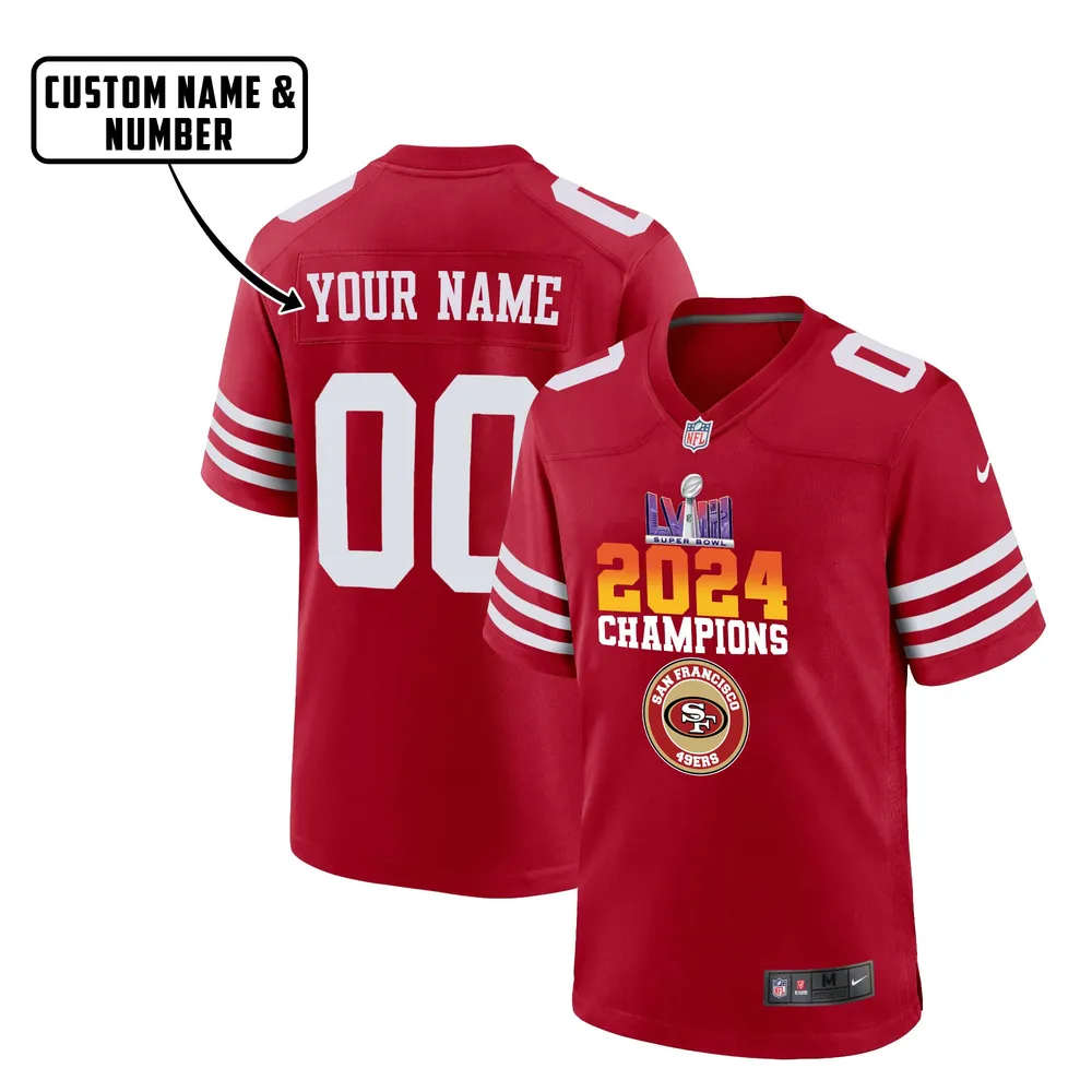 San Francisco 49ers LVIII Champions Cool Game Jersey – Men, Red V7