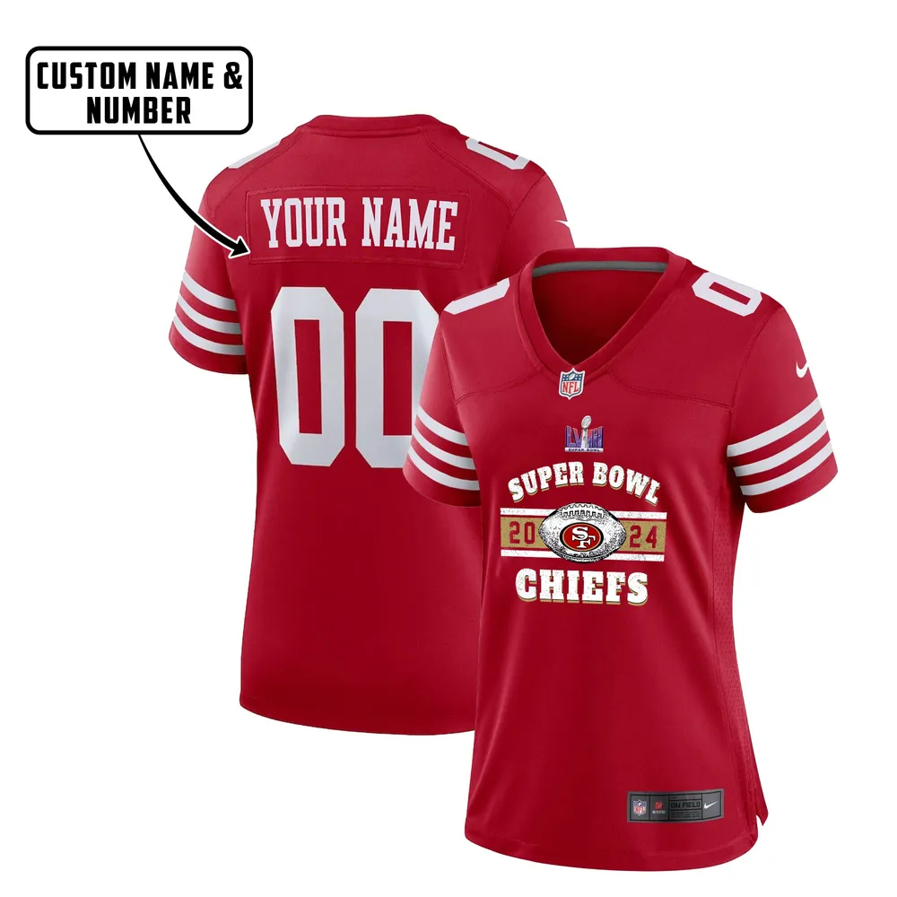 San Francisco 49ers LVIII Champions 2024 Ball Game Jersey – Women, Red V27