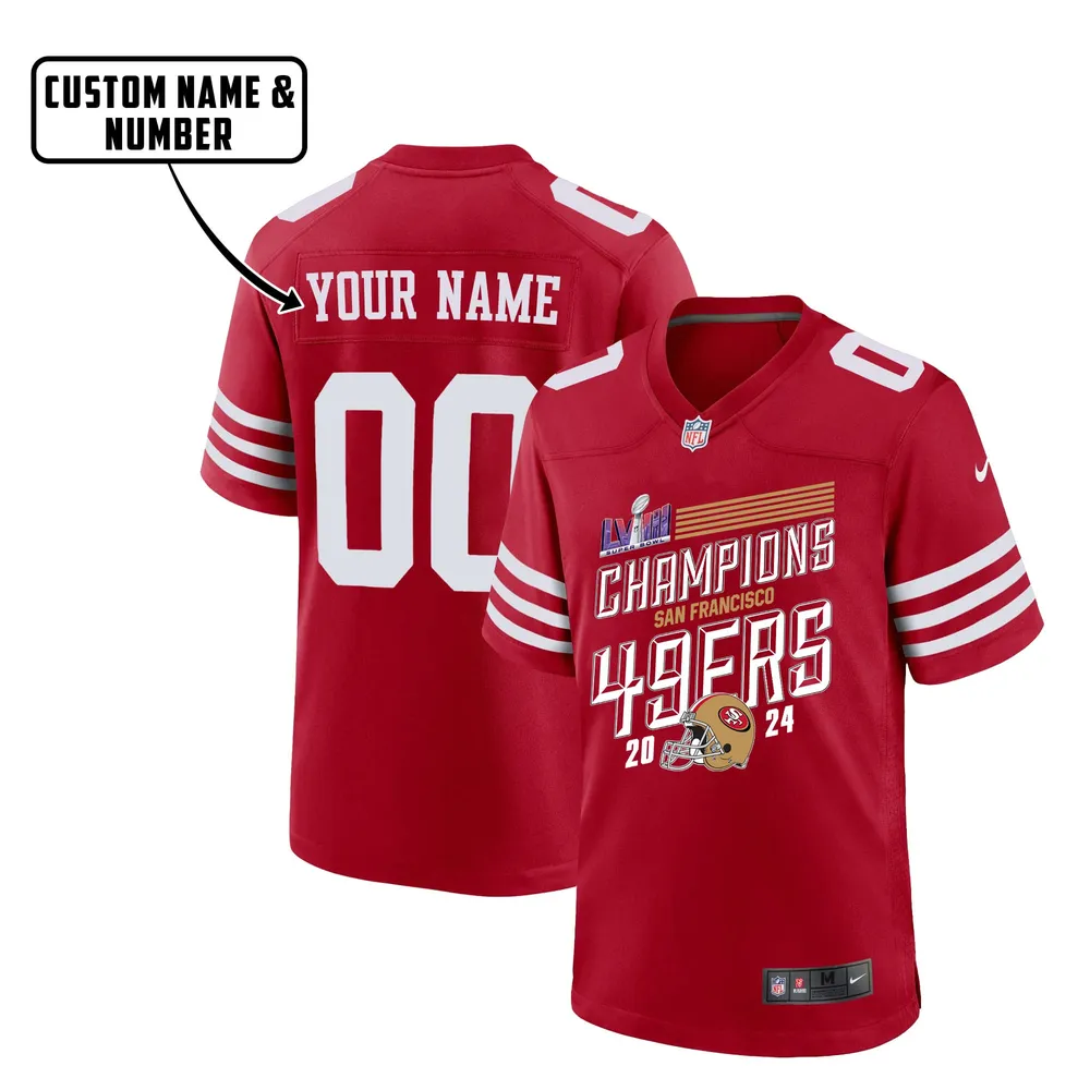 San Francisco 49ers LVIII Champions Shape Game Jersey – Men, Red V13