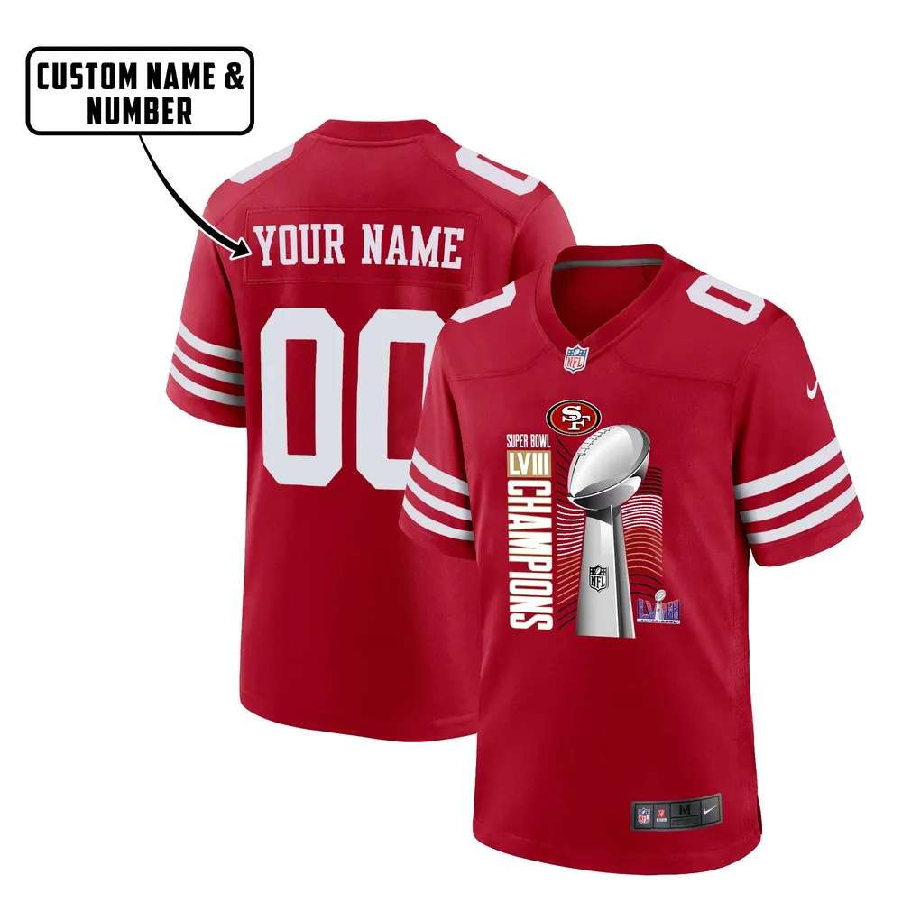 San Francisco 49ers LVIII Champions Waves Game Jersey – Men, Red V21