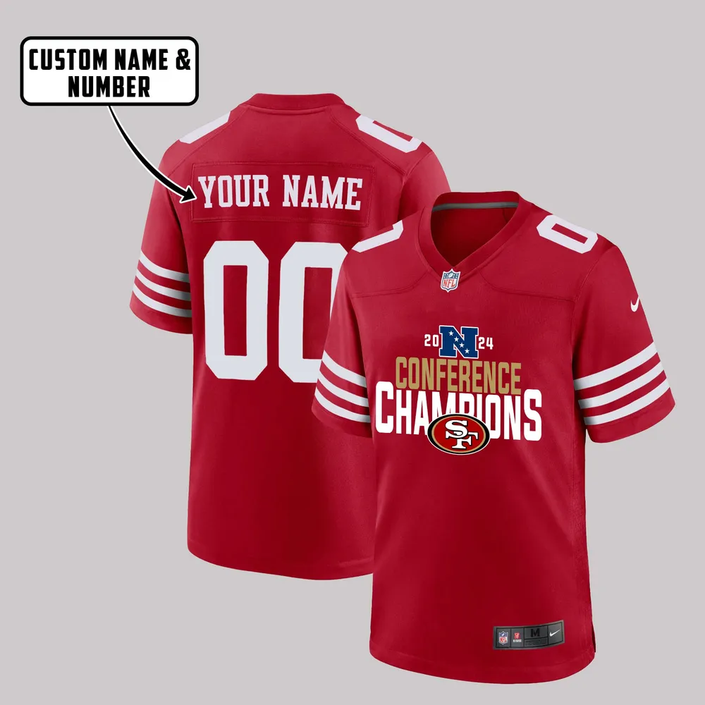 San Francisco 49ers NFC Champions 2024 Game Jersey – Men, Red V35