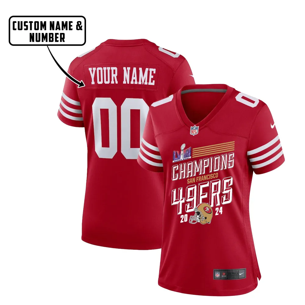 San Francisco 49ers LVIII Champions Shape Game Jersey – Women, Red V13