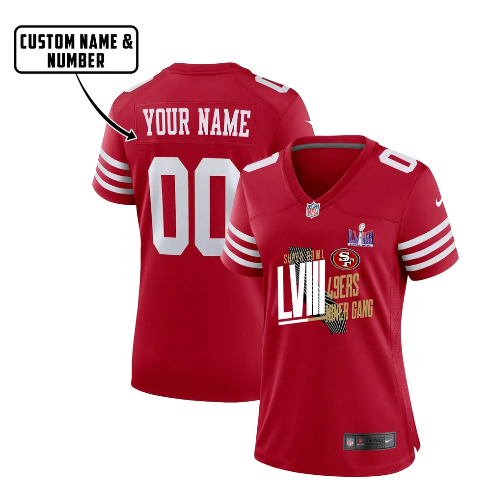 San Francisco 49ers LVIII Champions Map Game Jersey – Women, Red V15