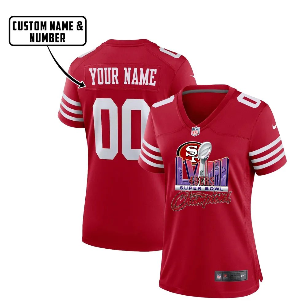 San Francisco 49ers LVIII Champions Magic Game Jersey – Women, Red V25