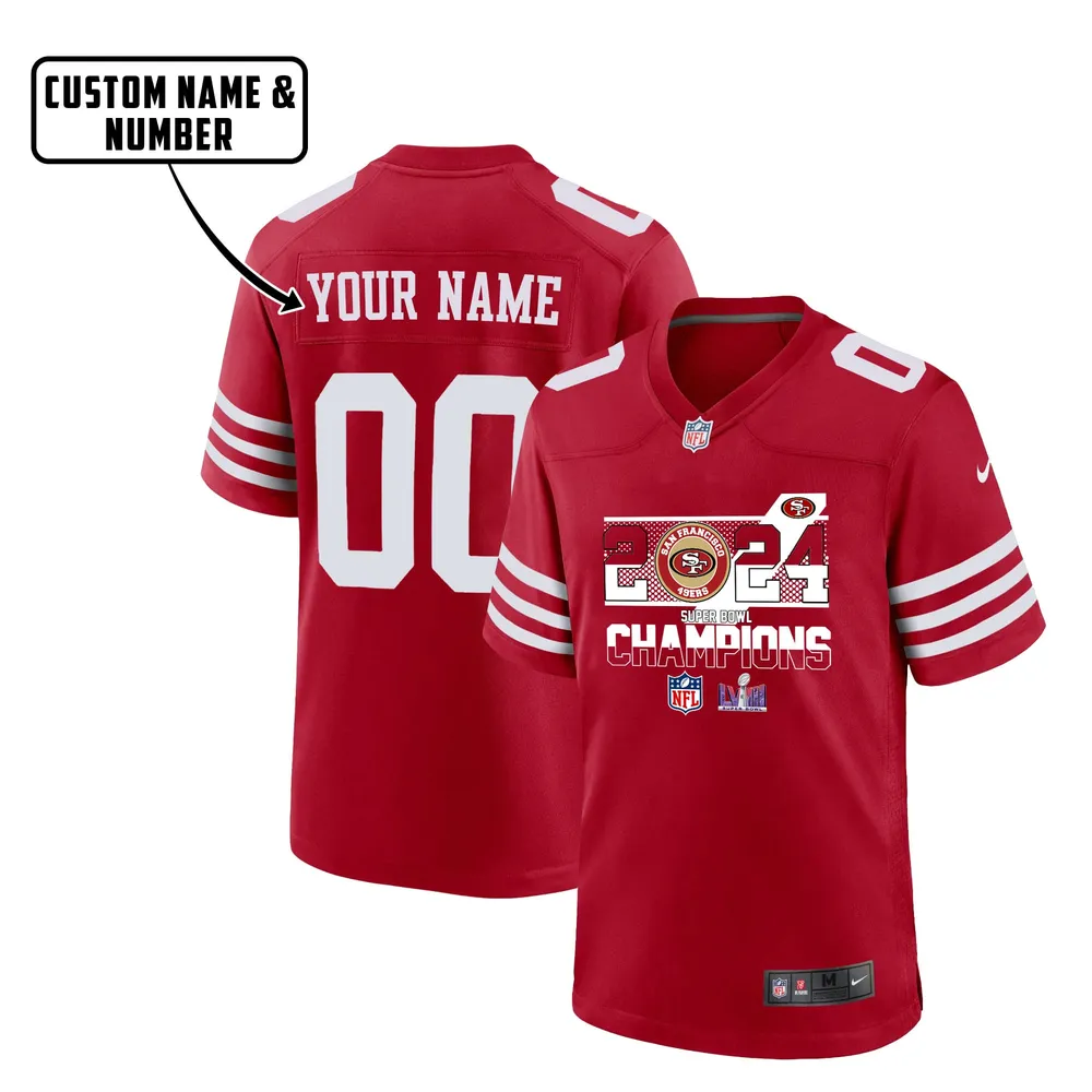 San Francisco 49ers LVIII Champions Lines Game Jersey – Men, Red V20