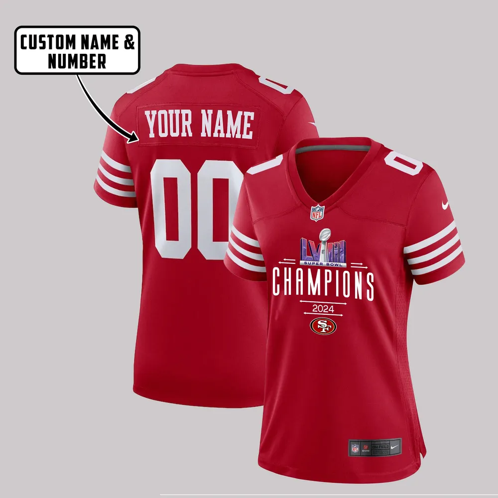 San Francisco 49ers Super Bowl LVIII Game Jersey – Women, Red V2