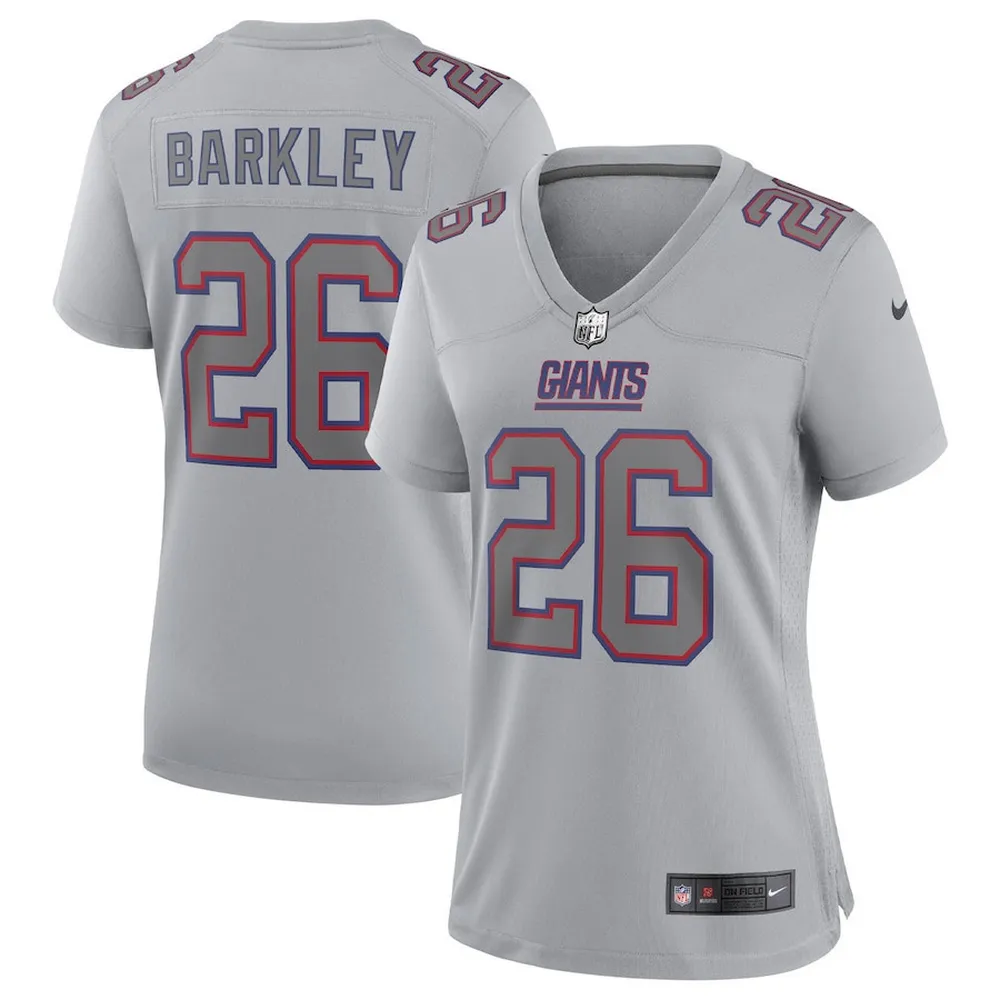 Saquon Barkley 26 New York Giants Women’s Atmosphere Fashion Game Jersey – Gray