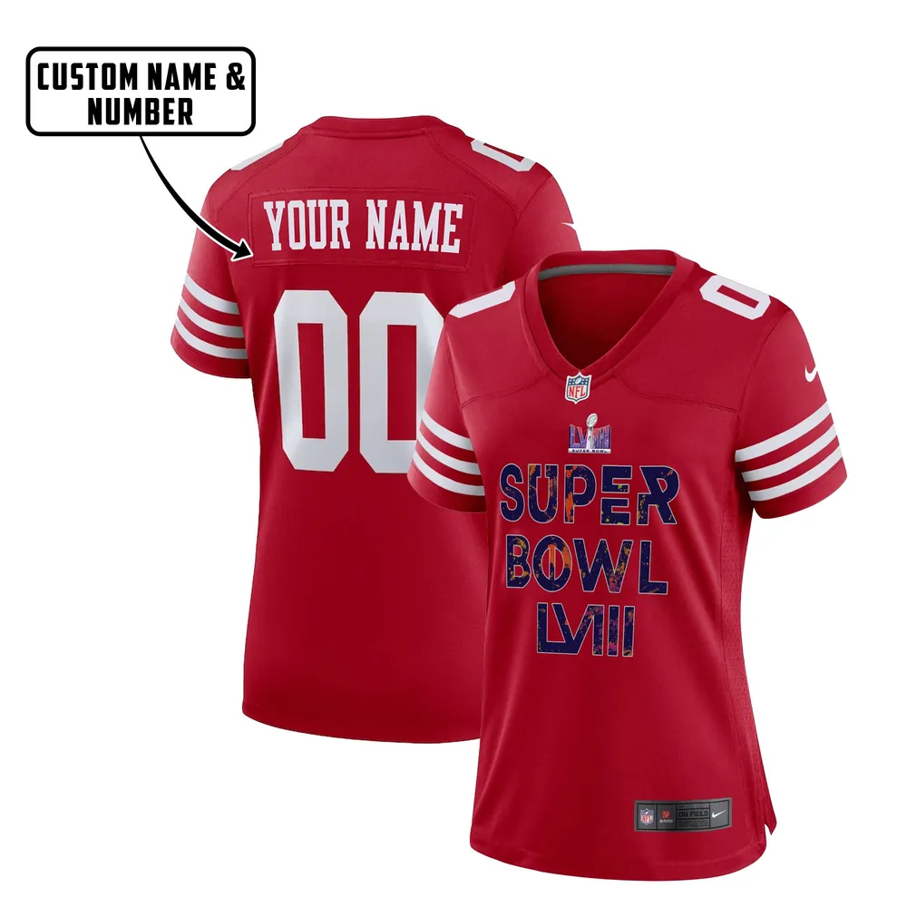 San Francisco 49ers Super Bowl LVIII Vintage Game Jersey – Women, Red V42