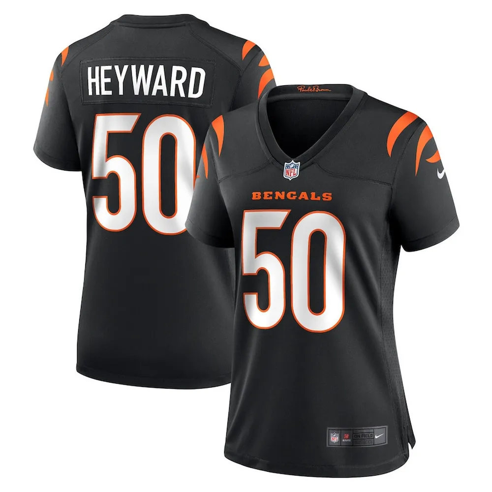 Shaka Heyward 50 Cincinnati Bengals Women’s Game Jersey – Black