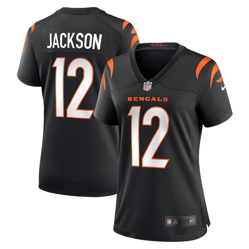 Shedrick Jackson 12 Cincinnati Bengals Women’s Game Jersey – Black