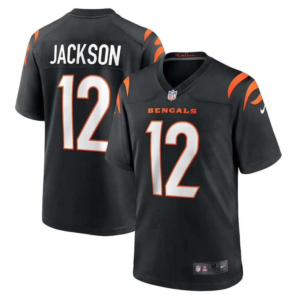 Shedrick Jackson 12 Cincinnati Bengals Men’s Team Game Jersey – Black