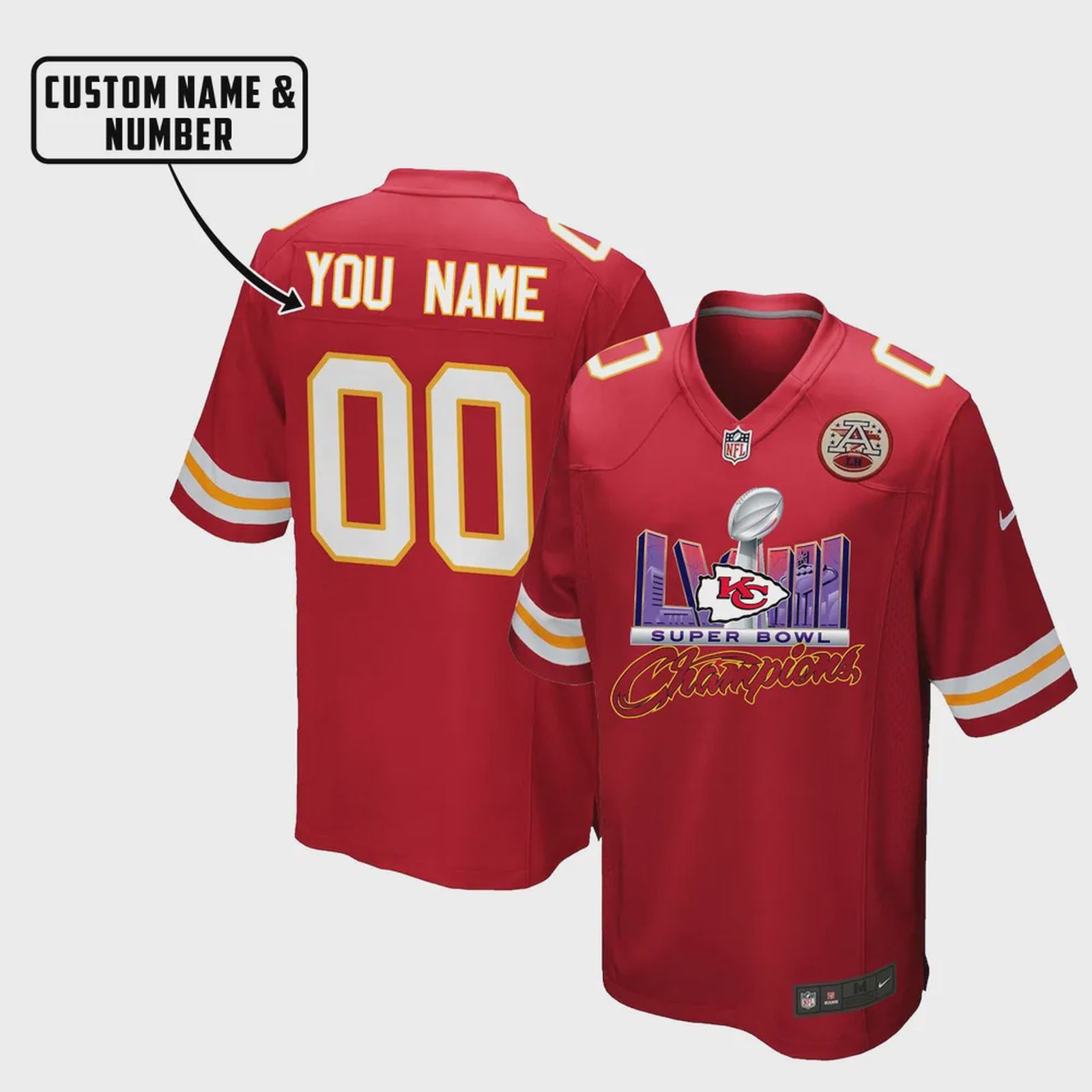 Kansas City Chiefs Lviii Champions Logo Game Jersey – Men, Red V9