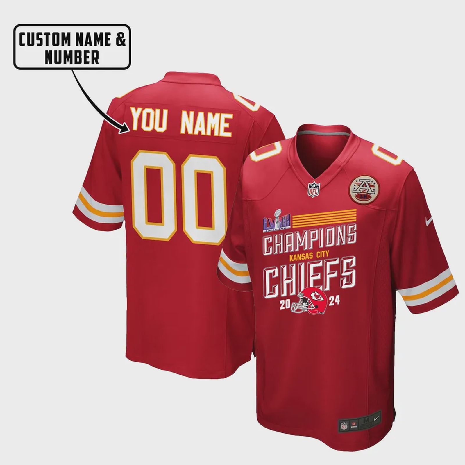 Kansas City Chiefs Lviii Champions Shape Game Jersey – Men, Red V13