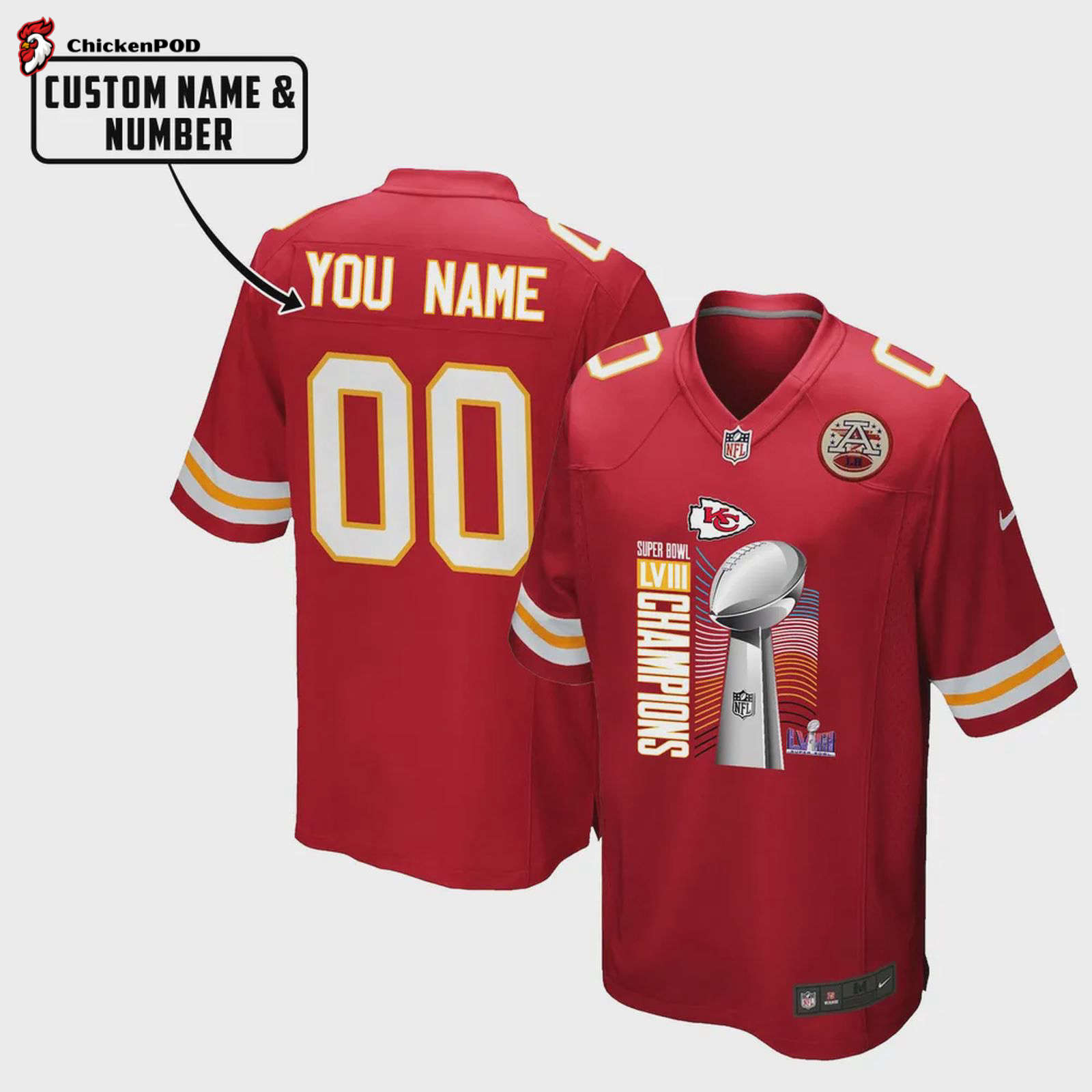 Kansas City Chiefs Lviii Champions Waves Game Jersey – Men, Red V21