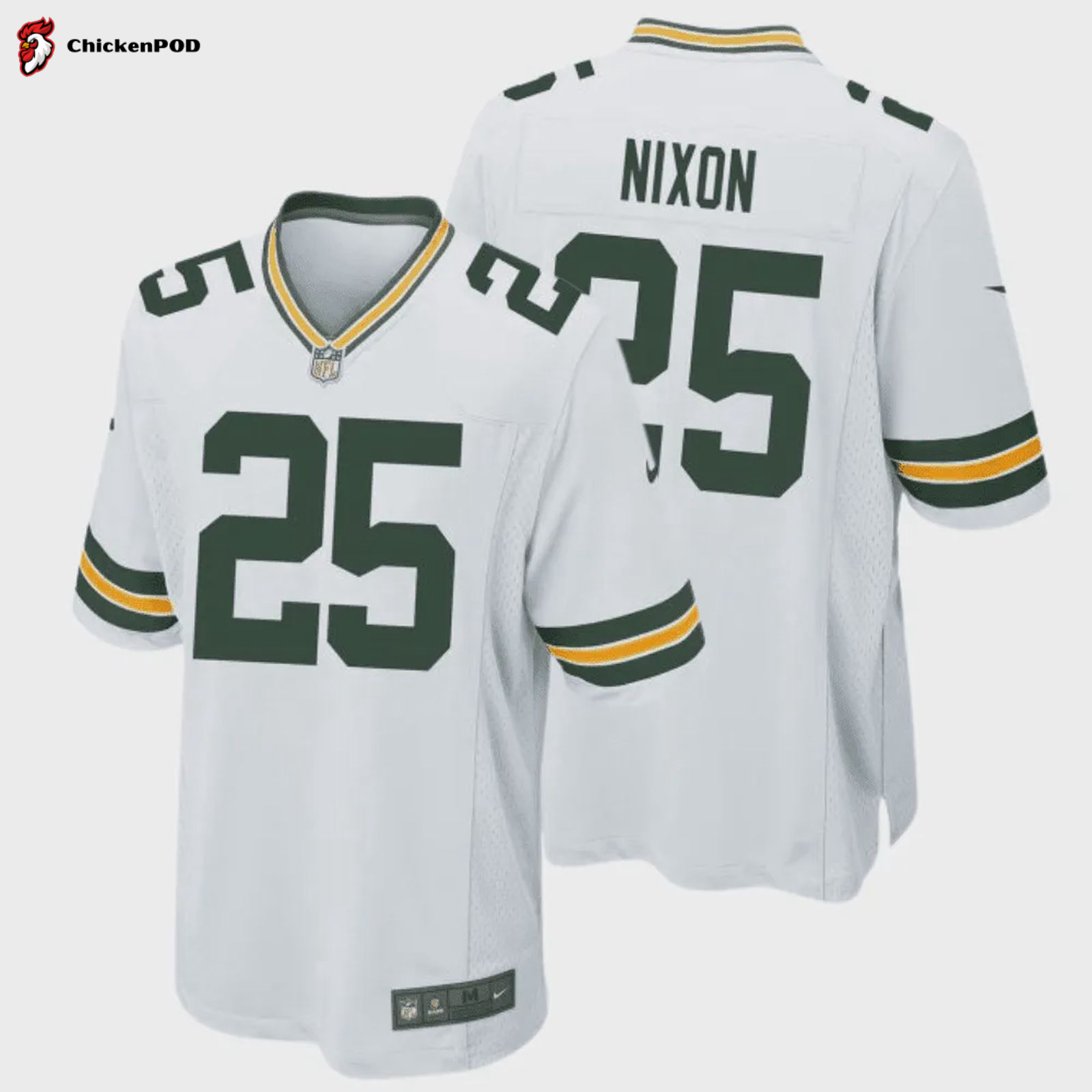 Keisean Nixon 25 Green Bay Packers Men Away Game Jersey – White