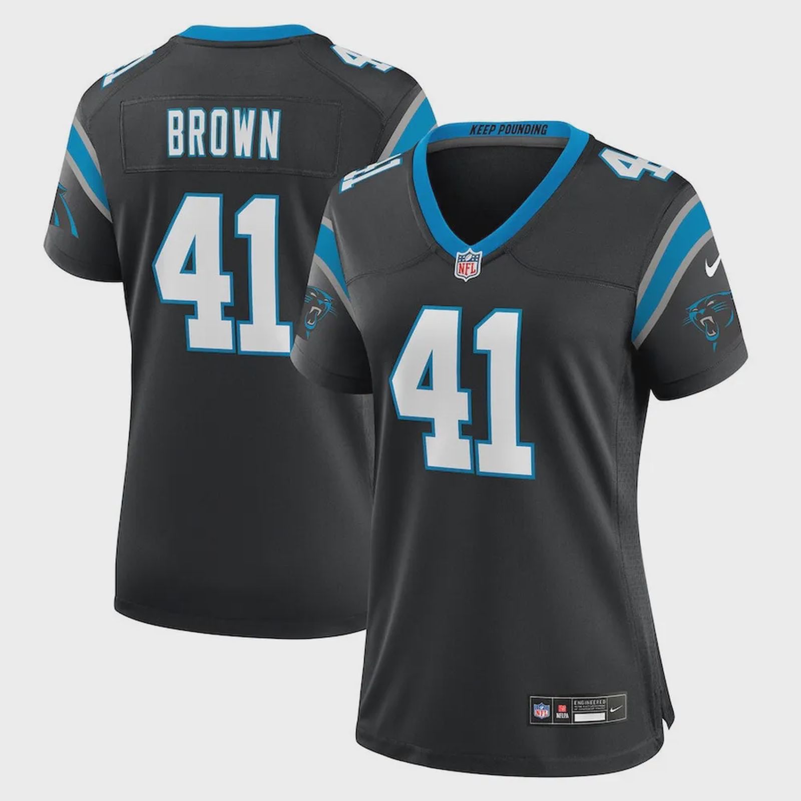 Spencer Brown 41 Carolina Panthers Women’s Team Game Jersey – Black