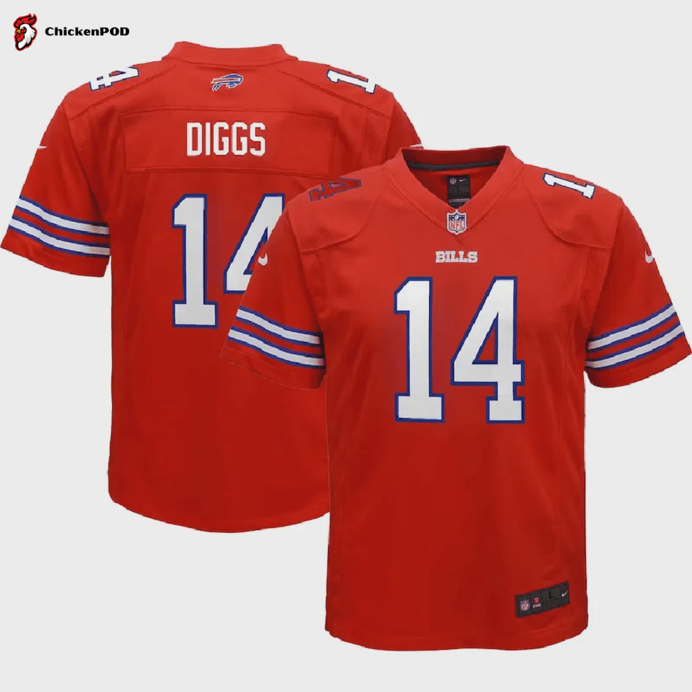 Stefon Diggs 14 Buffalo Bills Youth Game Jersey – Red