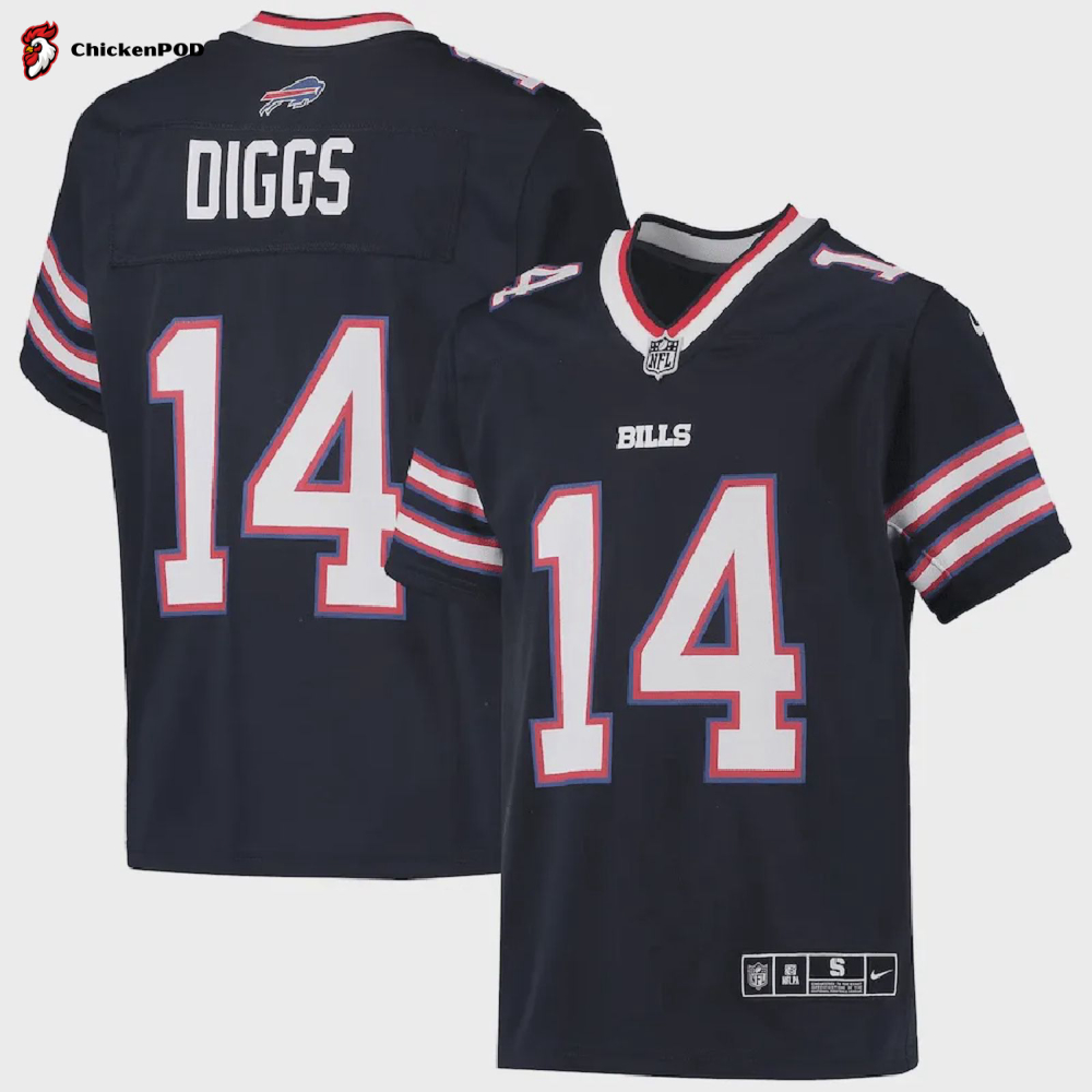 Stefon Diggs 14 Buffalo Bills Youth Inverted Team Game Jersey – Navy