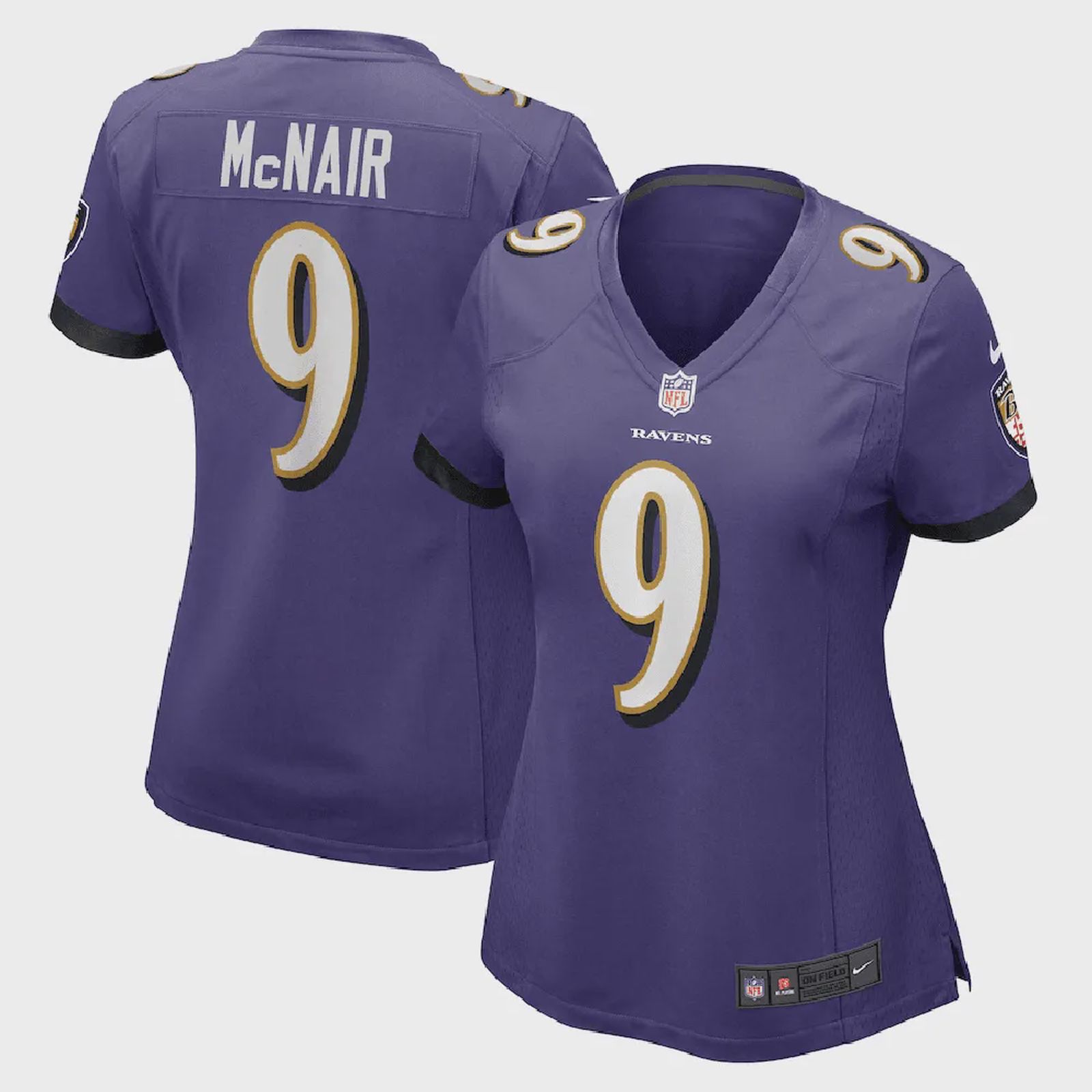 Steve McNair 9 Baltimore Ravens Women’s Game Retired Player Jersey – Purple