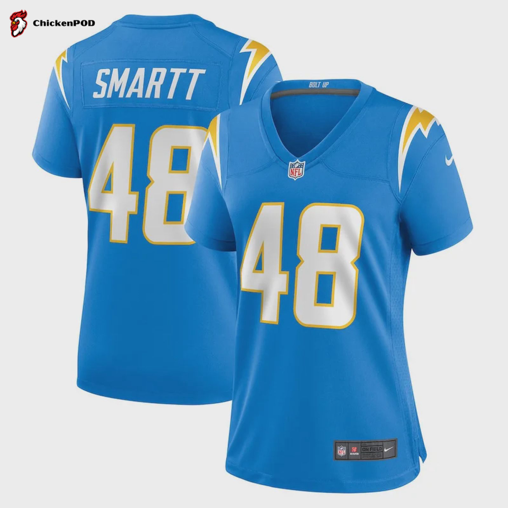 Stone Smartt 48 Los Angeles Chargers Women’s Game Player Jersey – Powder Blue