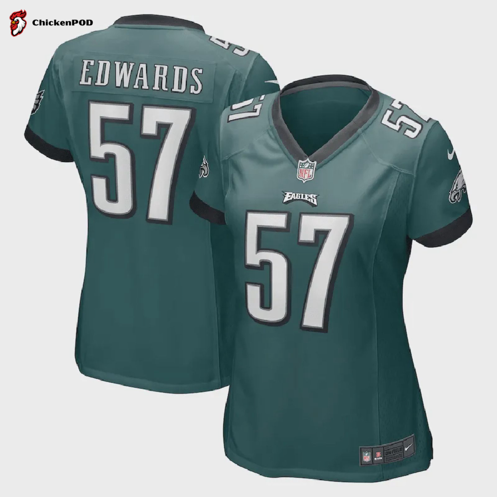 T. Edwards 57 Philadelphia Eagles Women’s Game Jersey – Midnight Green