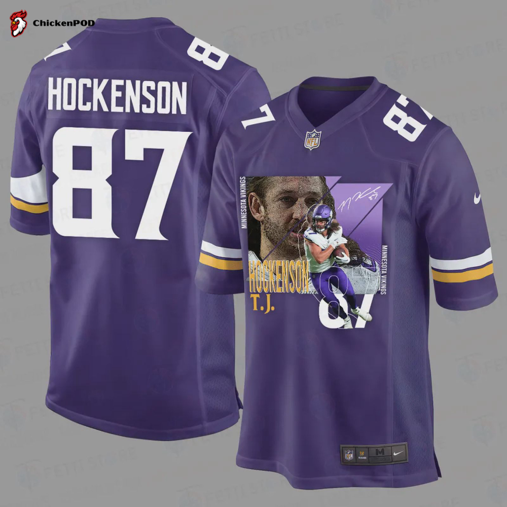 T. Hockenson 87 Minnesota Vikings Art Design Game Jersey – Men, Purple