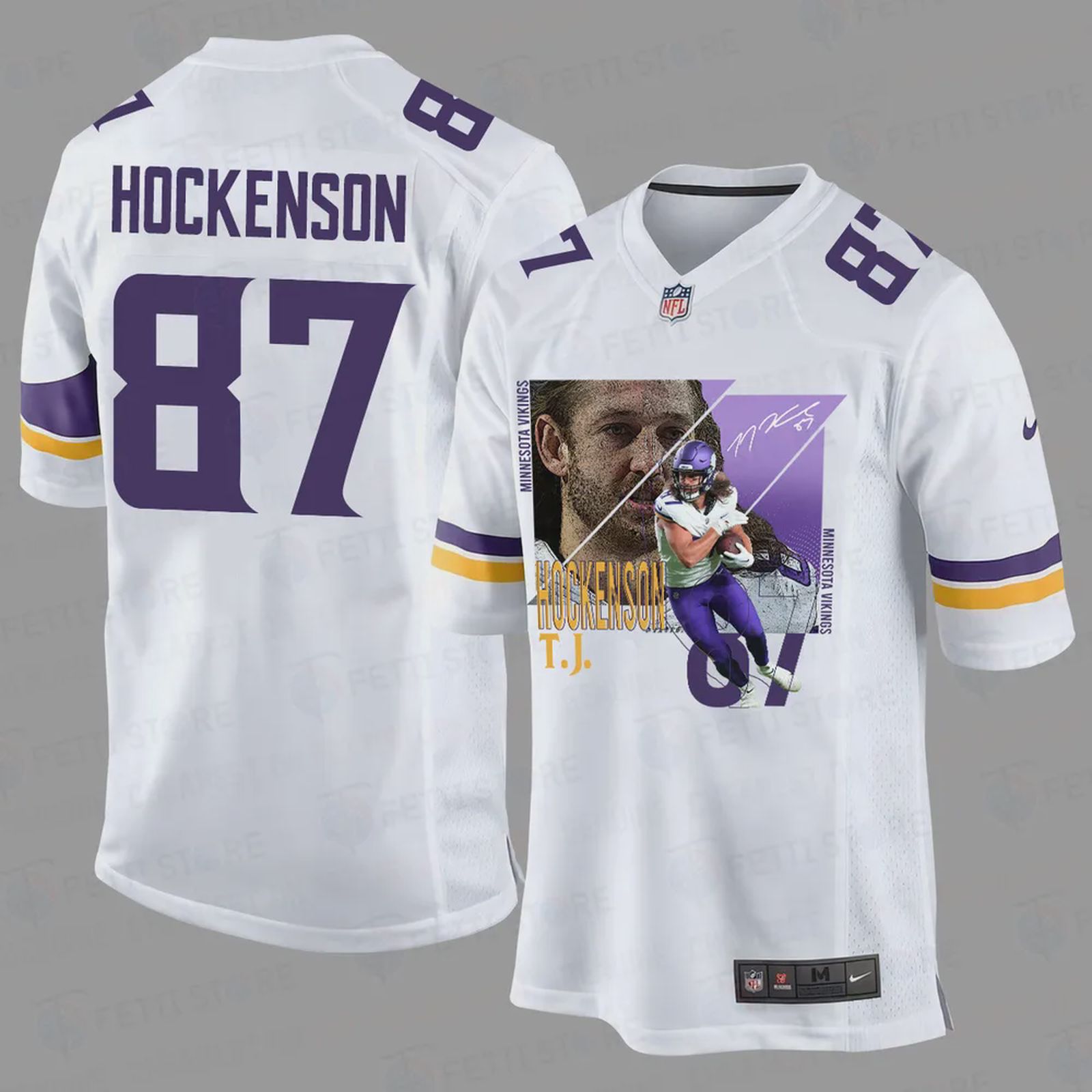 T. Hockenson 87 Minnesota Vikings Art Design Game Jersey – Men, White