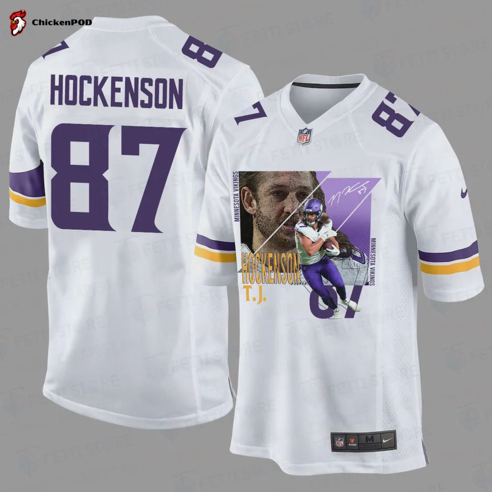 T. Hockenson 87 Minnesota Vikings Art Design Game Jersey – Men, White