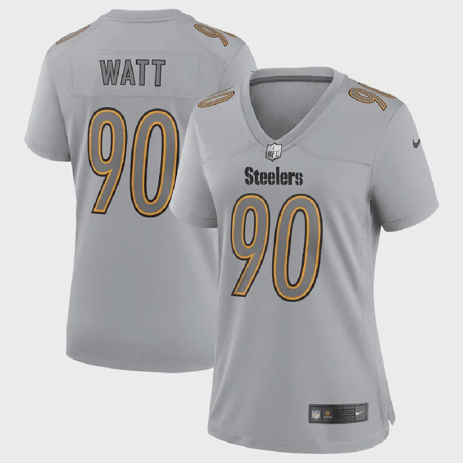 T. Watt Pittsburgh Steelers Women’s Atmosphere Fashion Game Jersey – Gray